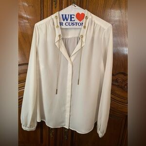 Michael Kors Cream Blouse with Gold Details